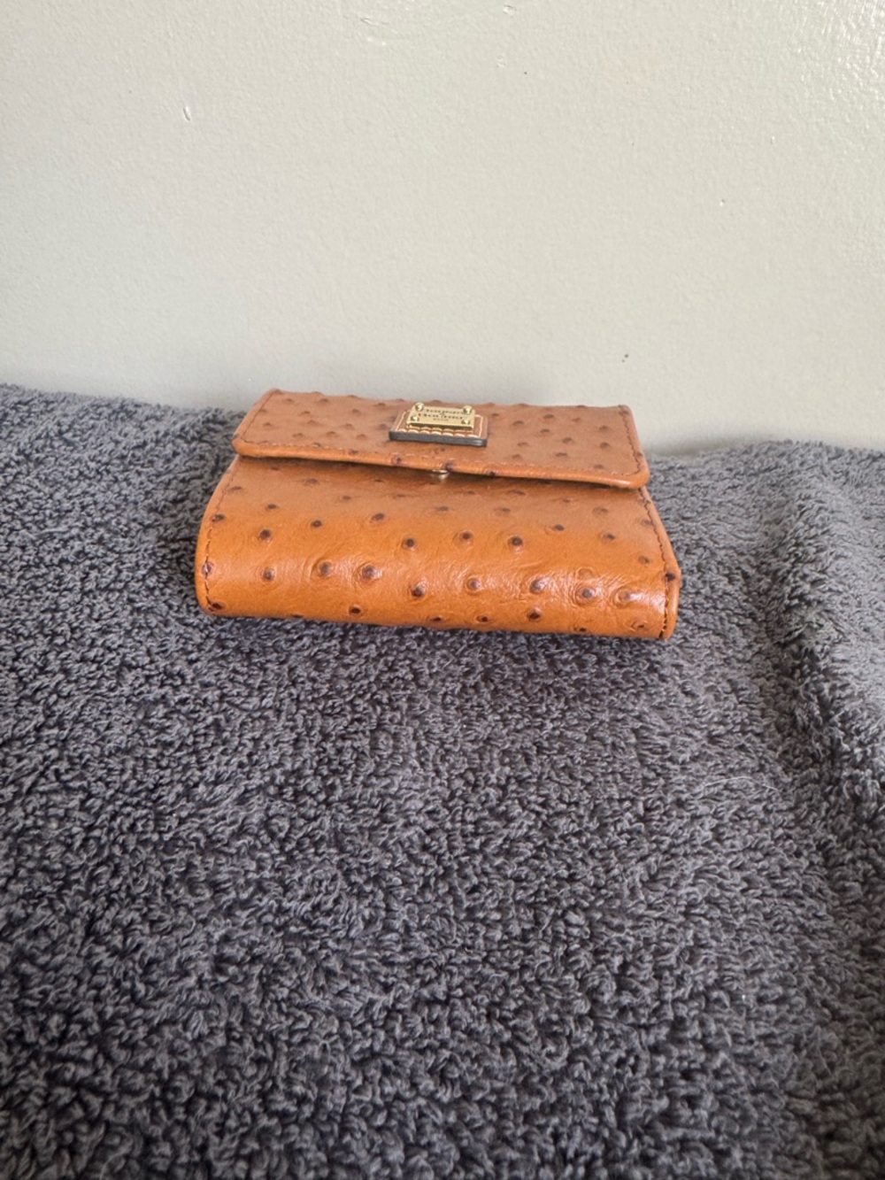 Dooney & Bourke Ostrich Small Flap Wallet (Caramel) - Picture 4 of 12